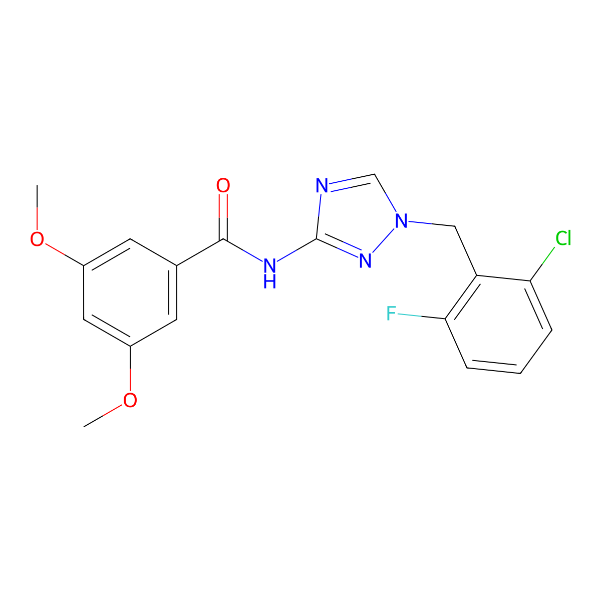 N-[1-[(2-chloro-6-fluorophenyl)methyl]-1,2,4-triazol-3-yl]-3,5-dimethoxybenzamide molecular structure, CAS 832136-95-5