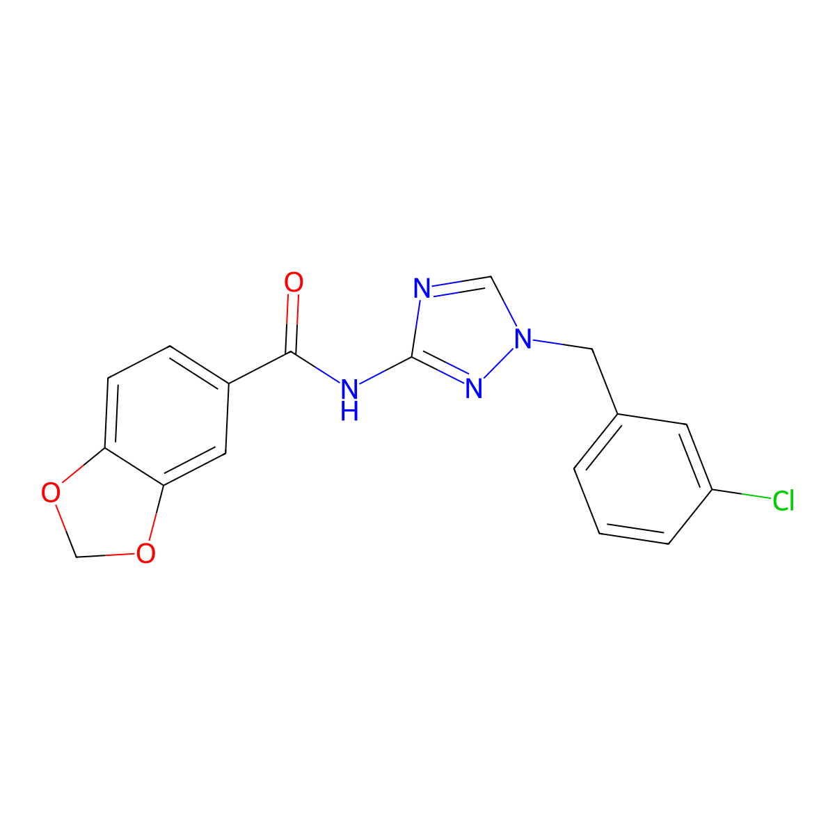 N-[1-[(3-chlorophenyl)methyl]-1,2,4-triazol-3-yl]-1,3-benzodioxole-5-carboxamide molecular structure, CAS 832137-29-8