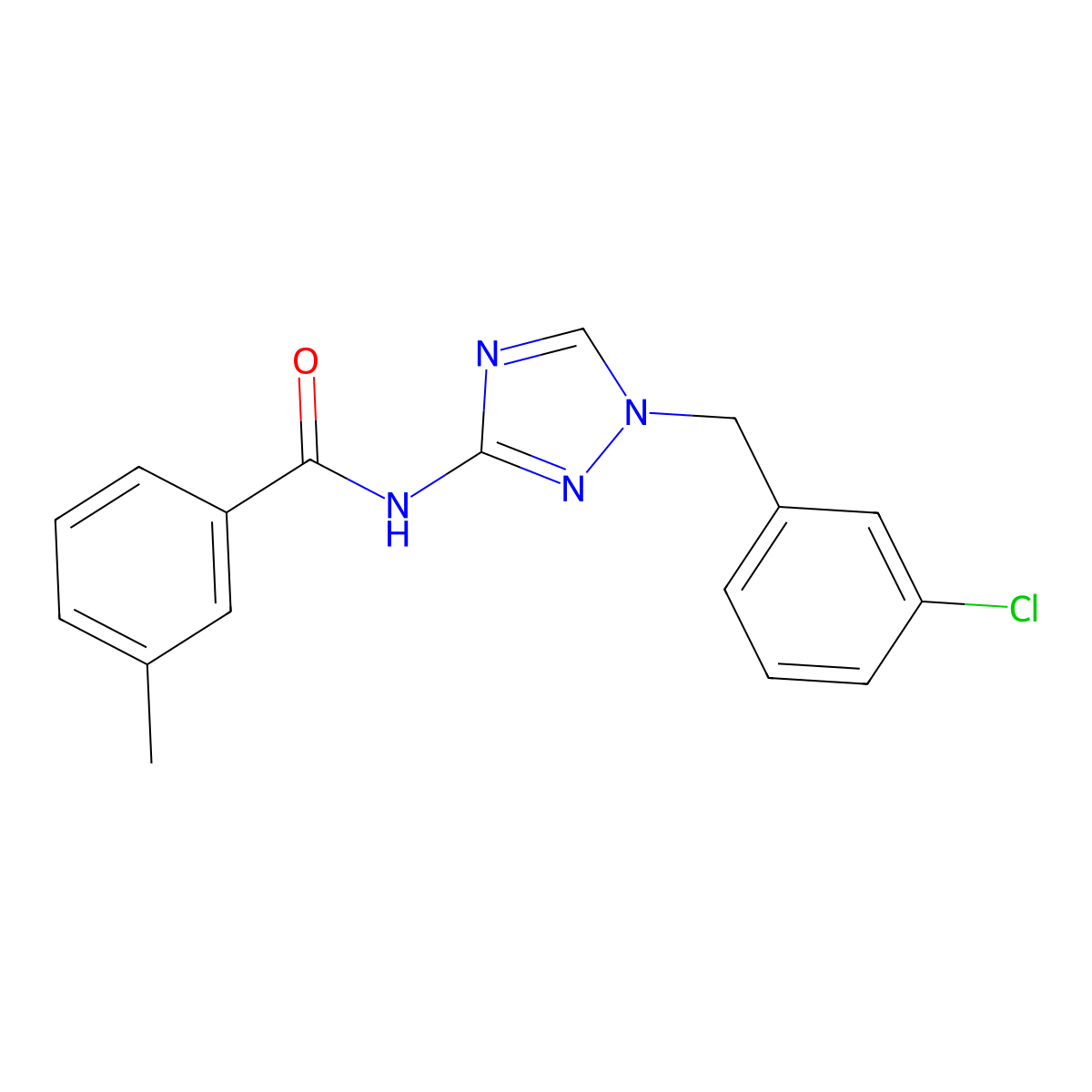 N-[1-[(3-chlorophenyl)methyl]-1,2,4-triazol-3-yl]-3-methylbenzamide molecular structure, CAS 832137-39-0