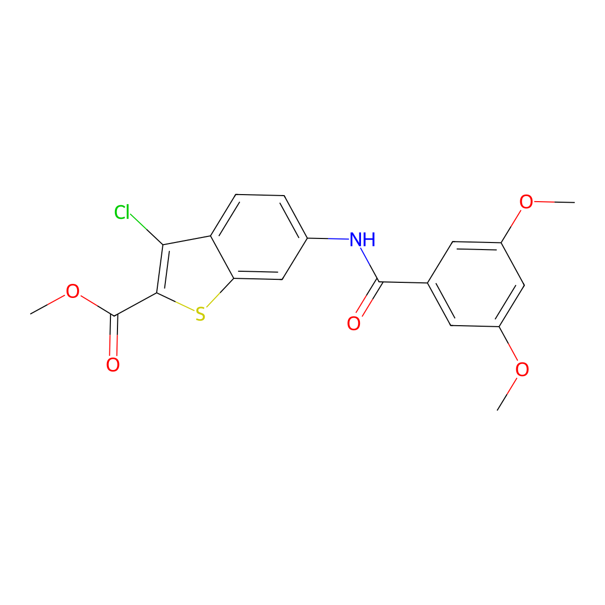 Methyl 3-chloro-6-[(3,5-dimethoxybenzoyl)amino]-1-benzothiophene-2-carboxylate molecular structure, CAS 832137-82-3