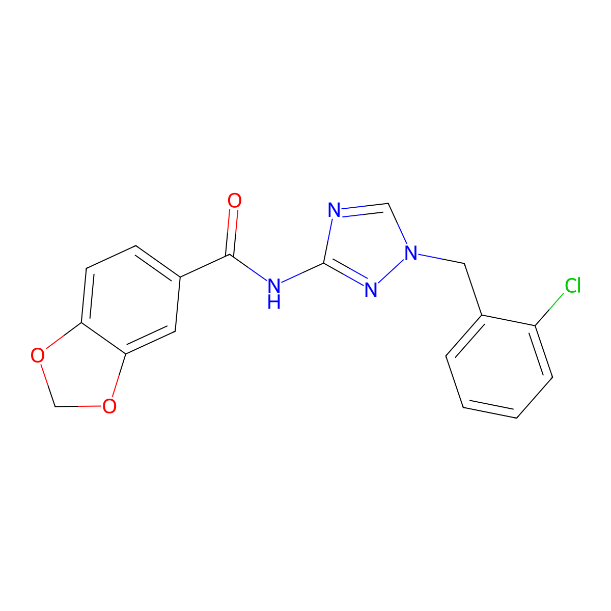 N-[1-[(2-chlorophenyl)methyl]-1,2,4-triazol-3-yl]-1,3-benzodioxole-5-carboxamide molecular structure, CAS 832137-93-6
