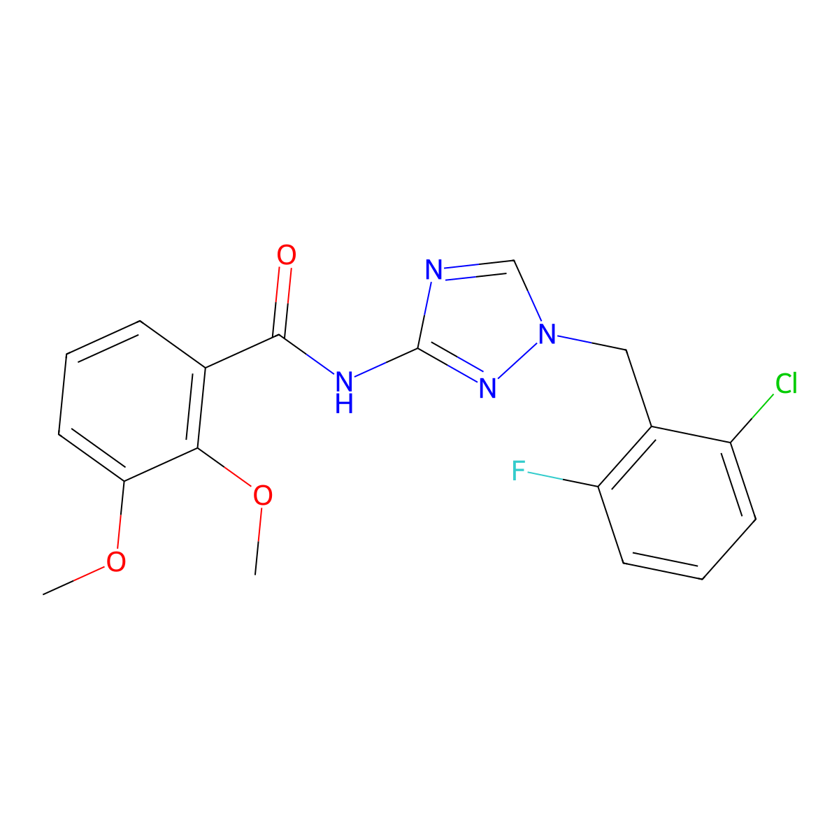 N-[1-[(2-chloro-6-fluorophenyl)methyl]-1,2,4-triazol-3-yl]-2,3-dimethoxybenzamide molecular structure, CAS 832137-94-7