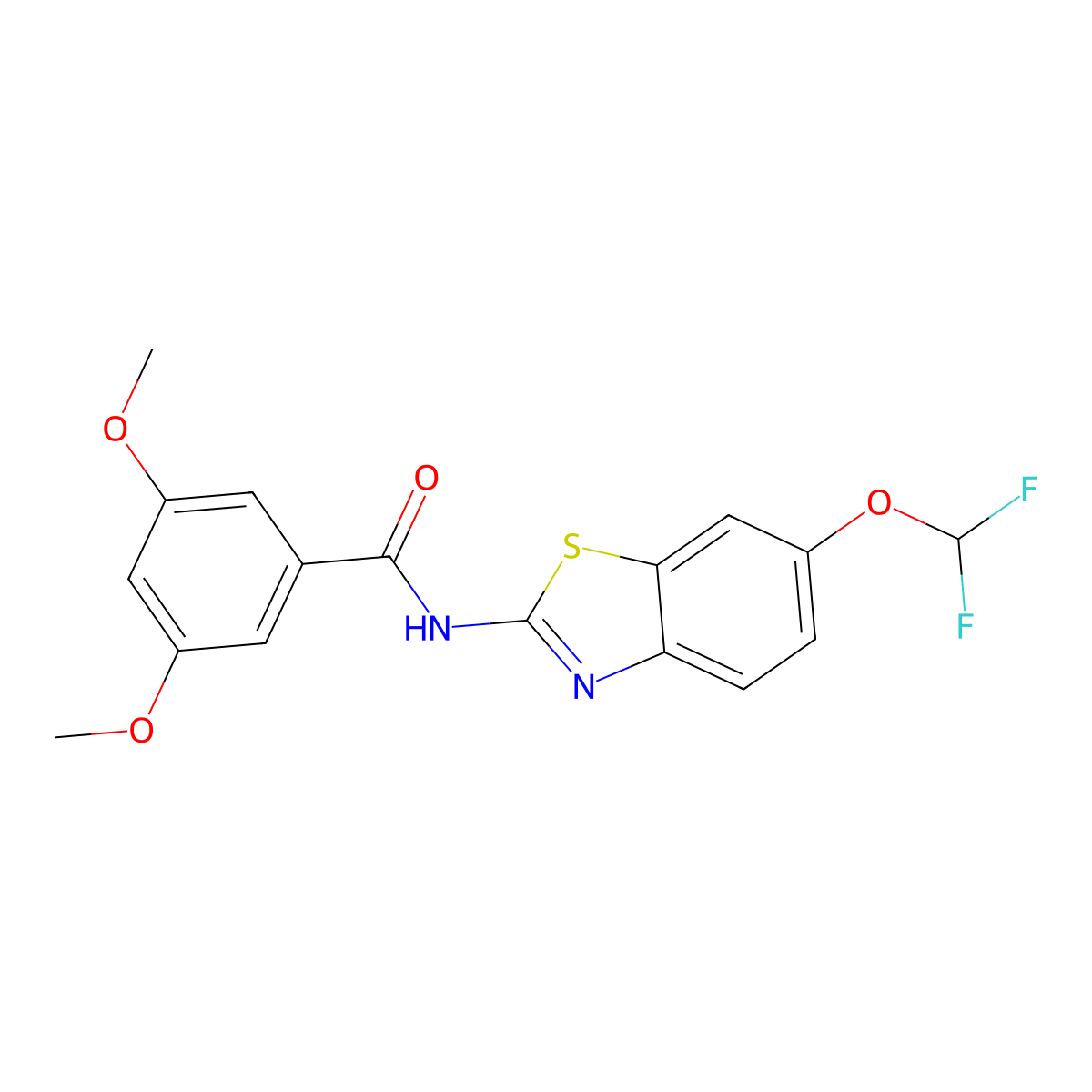 N-[6-(difluoromethoxy)-1,3-benzothiazol-2-yl]-3,5-dimethoxybenzamide molecular structure, CAS 832137-96-9