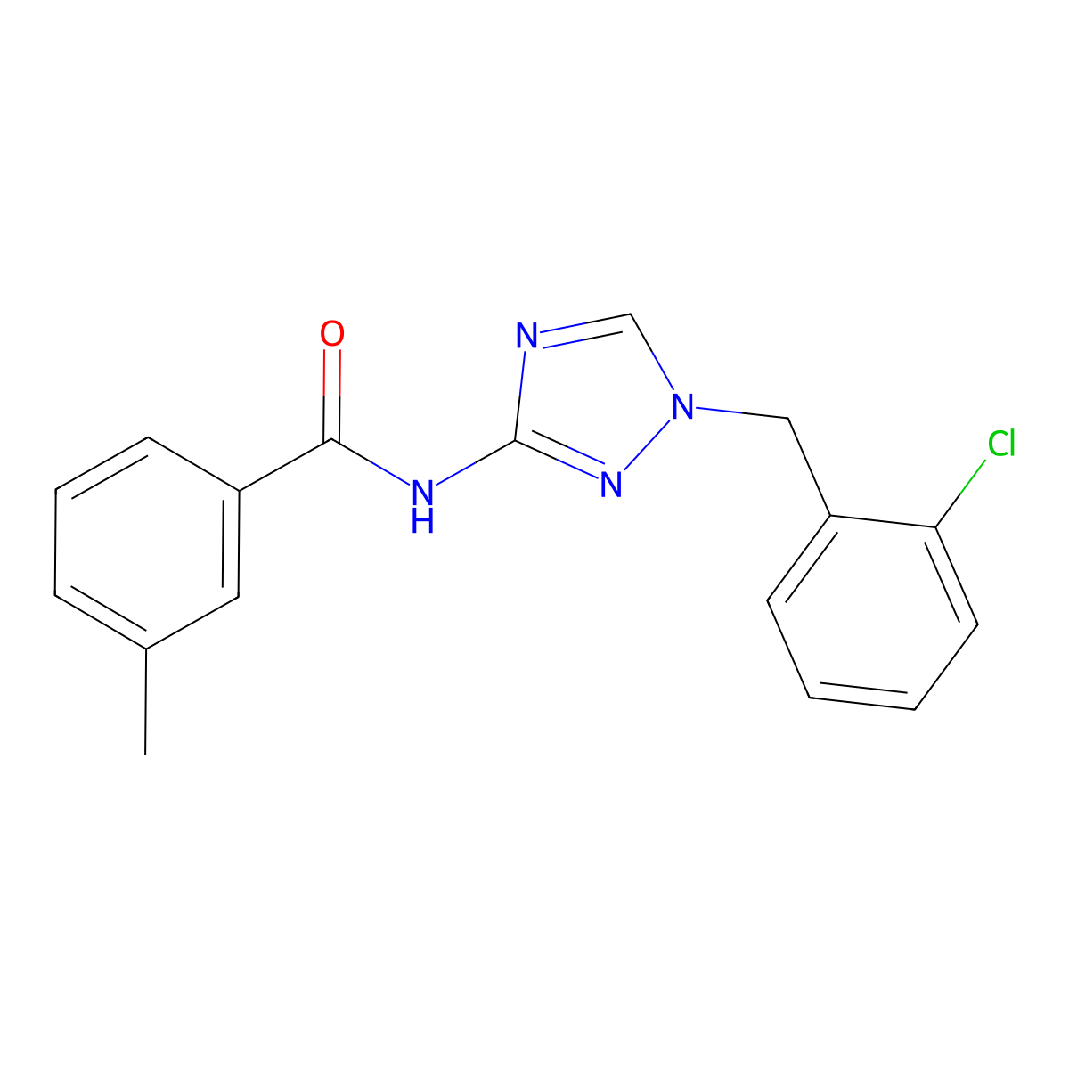 N-[1-[(2-chlorophenyl)methyl]-1,2,4-triazol-3-yl]-3-methylbenzamide molecular structure, CAS 832138-05-3