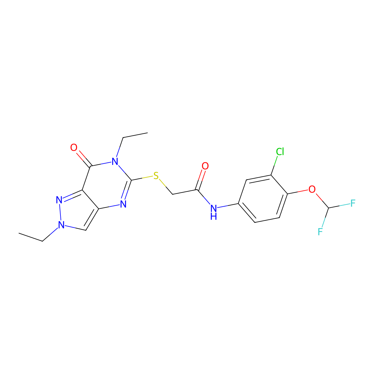 N-[3-chloro-4-(difluoromethoxy)phenyl]-2-[(2,6-diethyl-7-oxo-6,7-dihydro-2H-pyrazolo[4,3-d]pyrimidin-5-yl)sulfanyl]acetamide molecular structure, CAS 832138-46-2