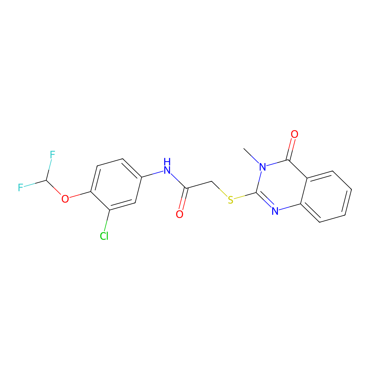 N-[3-chloro-4-(difluoromethoxy)phenyl]-2-[(3-methyl-4-oxo-3,4-dihydroquinazolin-2-yl)sulfanyl]acetamide molecular structure, CAS 832138-58-6