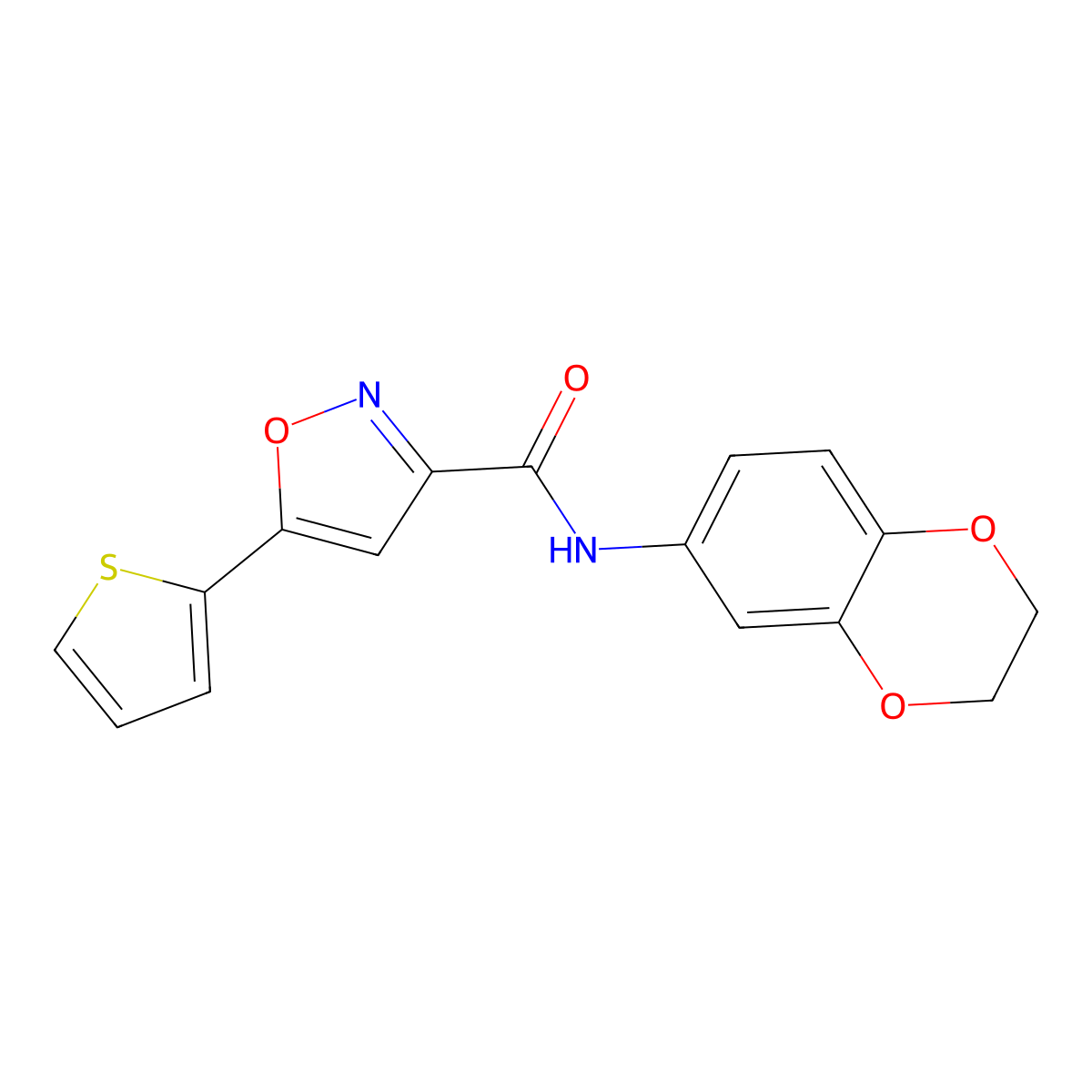 N-(2,3-dihydro-1,4-benzodioxin-6-yl)-5-thiophen-2-yl-1,2-oxazole-3-carboxamide molecular structure, CAS 832138-73-5