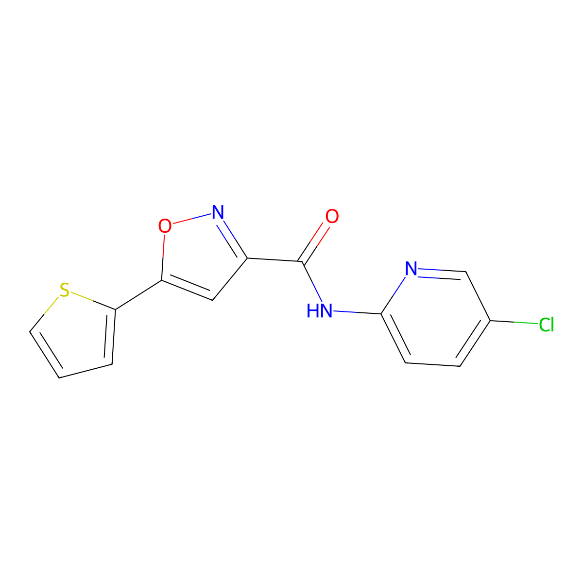 N-(5-chloropyridin-2-yl)-5-(thiophen-2-yl)-1,2-oxazole-3-carboxamide molecular structure, CAS 832138-88-2