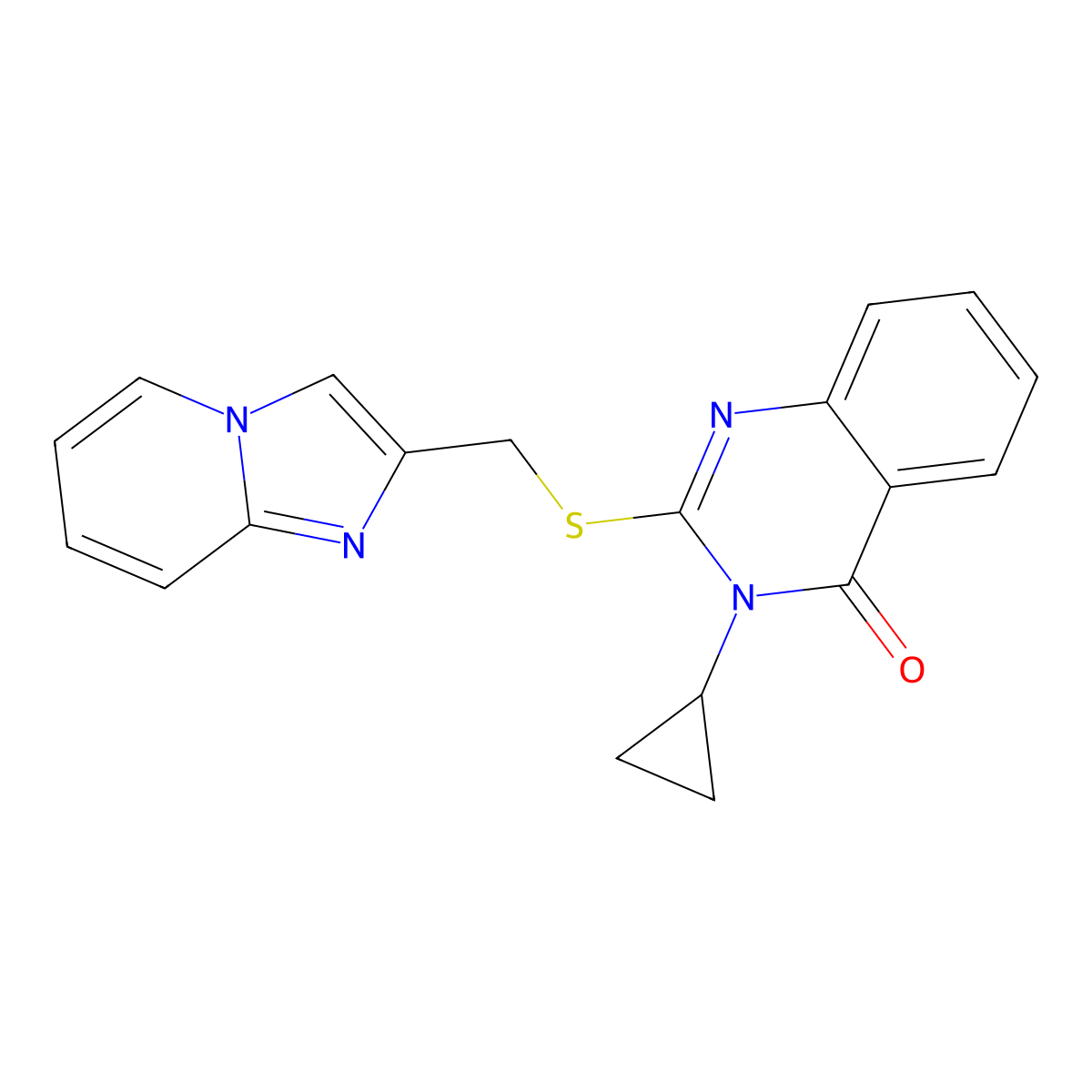 3-Cyclopropyl-2-(imidazo[1,2-a]pyridin-2-ylmethylsulfanyl)quinazolin-4-one molecular structure, CAS 832139-10-3
