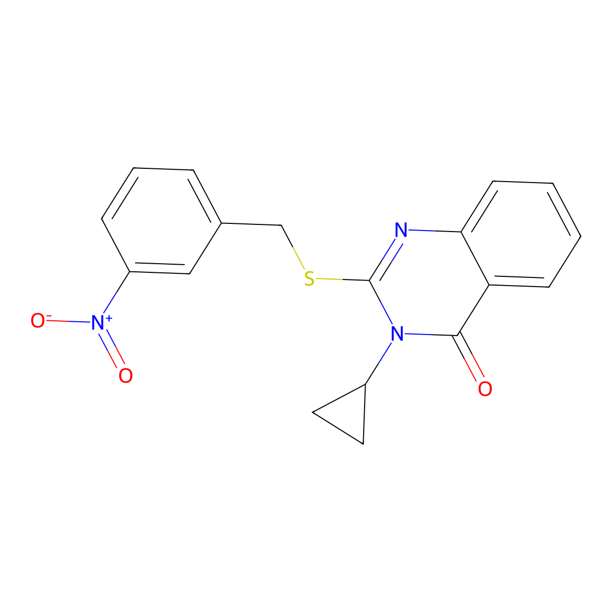 3-cyclopropyl-2-[(3-nitrobenzyl)sulfanyl]quinazolin-4(3H)-one molecular structure, CAS 832139-14-7
