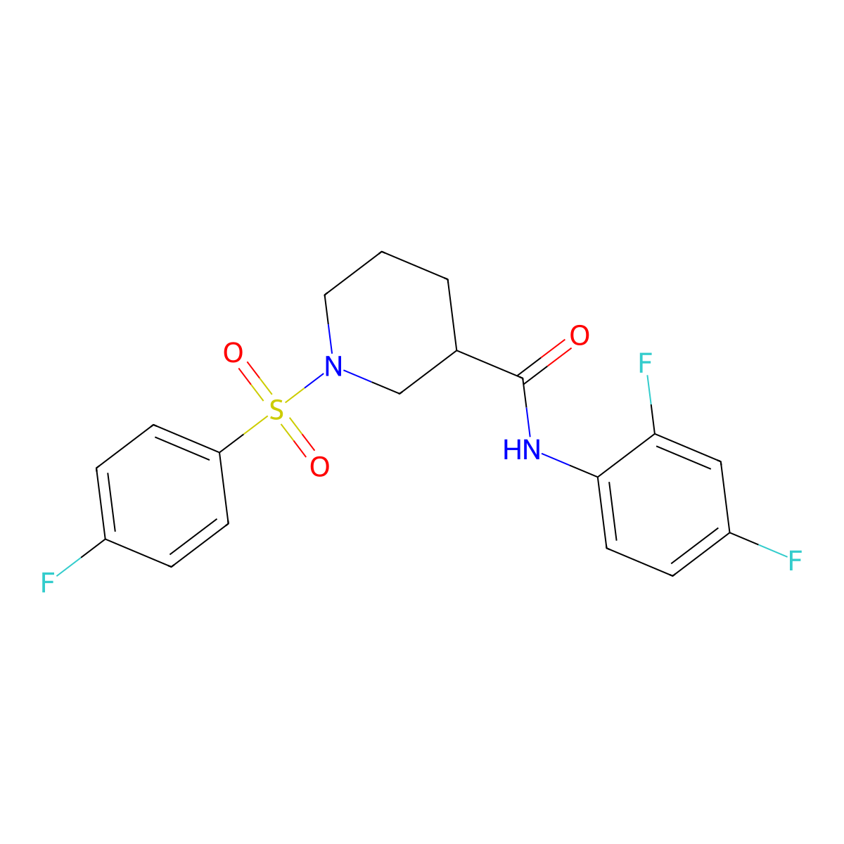 N-(2,4-difluorophenyl)-1-((4-fluorophenyl)sulfonyl)piperidine-3-carboxamide molecular structure, CAS 832139-21-6