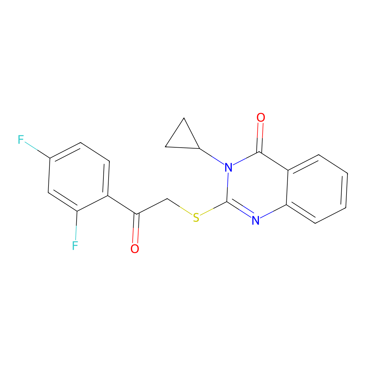 3-cyclopropyl-2-{[2-(2,4-difluorophenyl)-2-oxoethyl]sulfanyl}quinazolin-4(3H)-one molecular structure, CAS 832139-32-9