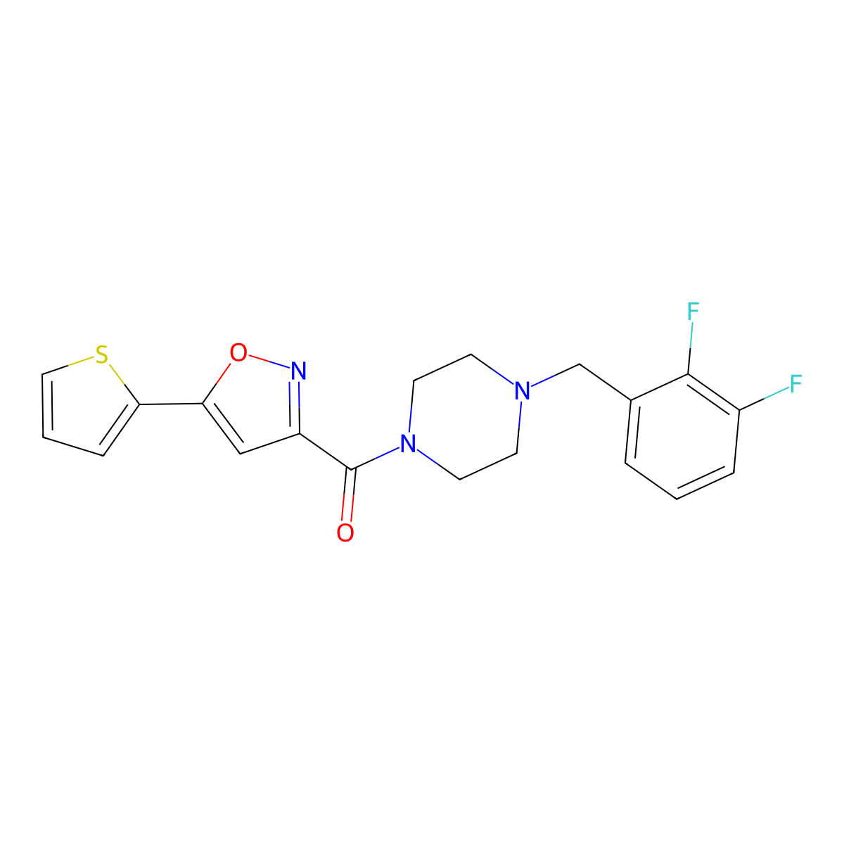 [4-(2,3-Difluorobenzyl)piperazin-1-yl][5-(thiophen-2-yl)-1,2-oxazol-3-yl]methanone molecular structure, CAS 832139-55-6