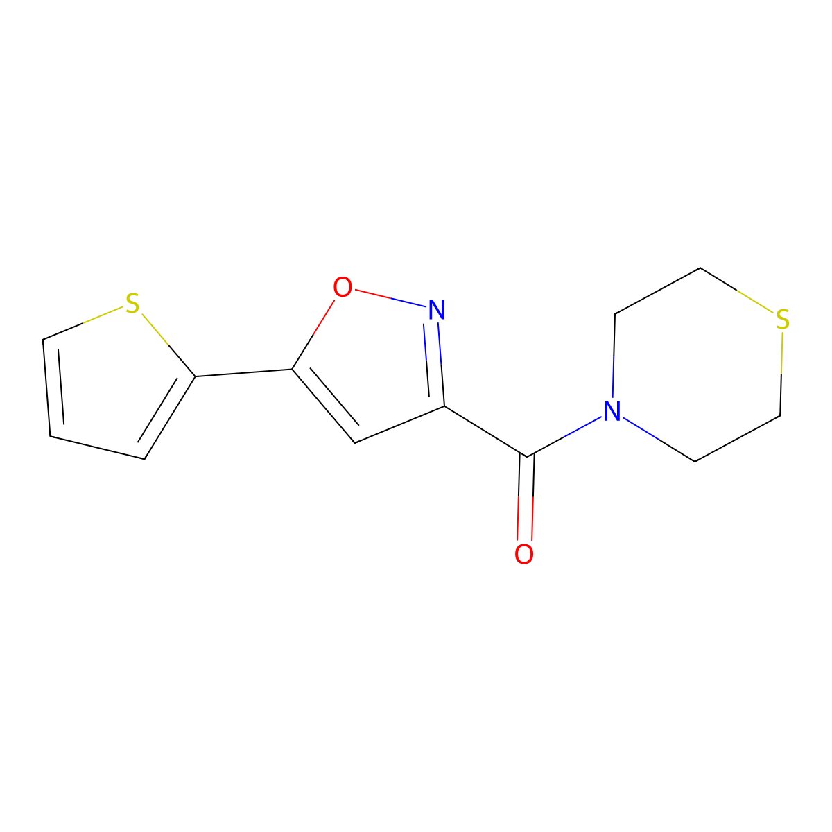 Thiomorpholin-4-yl[5-(thiophen-2-yl)-1,2-oxazol-3-yl]methanone molecular structure, CAS 832140-03-1