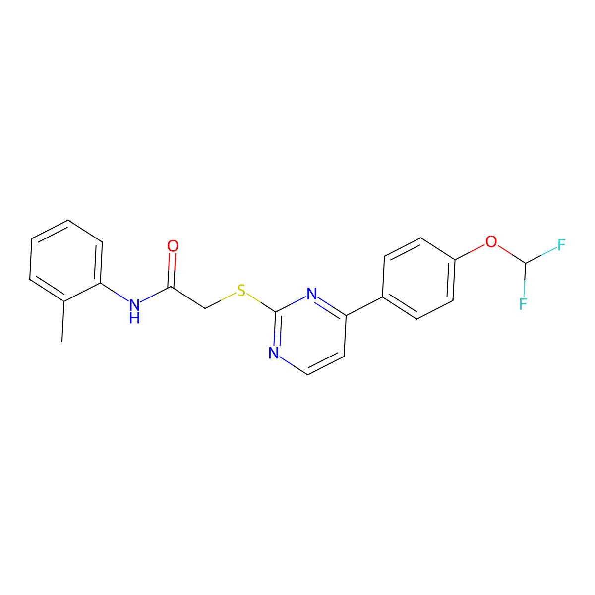 2-({4-[4-(difluoromethoxy)phenyl]pyrimidin-2-yl}sulfanyl)-N-(2-methylphenyl)acetamide molecular structure, CAS 832140-26-8