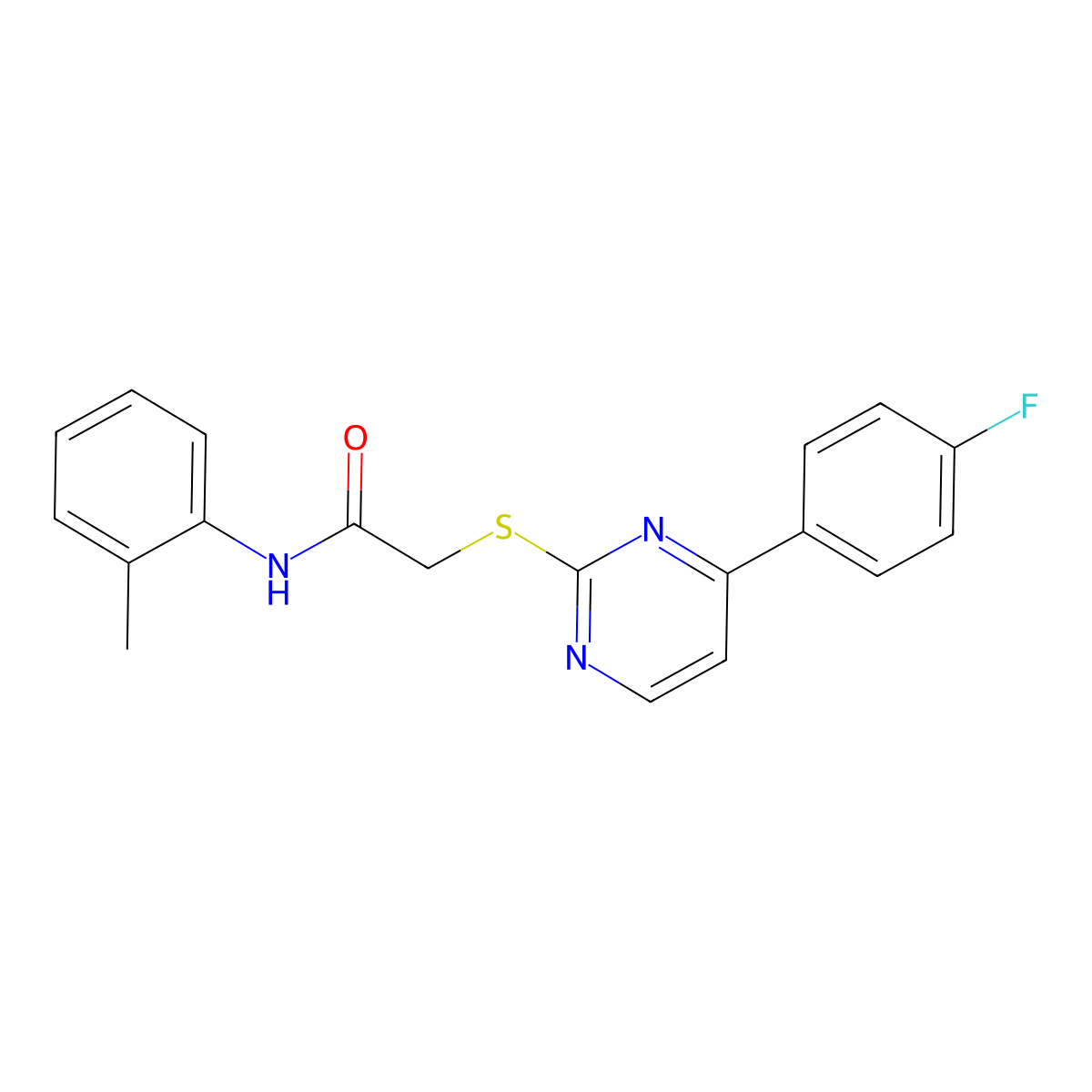 2-{[4-(4-fluorophenyl)pyrimidin-2-yl]sulfanyl}-N-(2-methylphenyl)acetamide molecular structure, CAS 832141-18-1