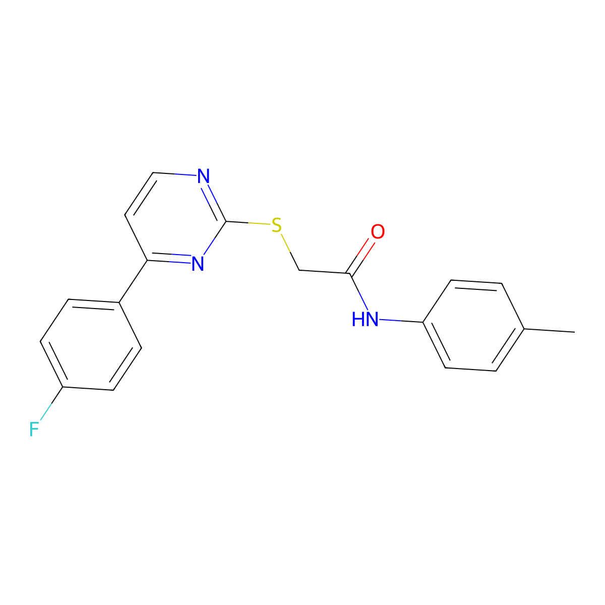 2-{[4-(4-fluorophenyl)pyrimidin-2-yl]sulfanyl}-N-(4-methylphenyl)acetamide molecular structure, CAS 832141-25-0
