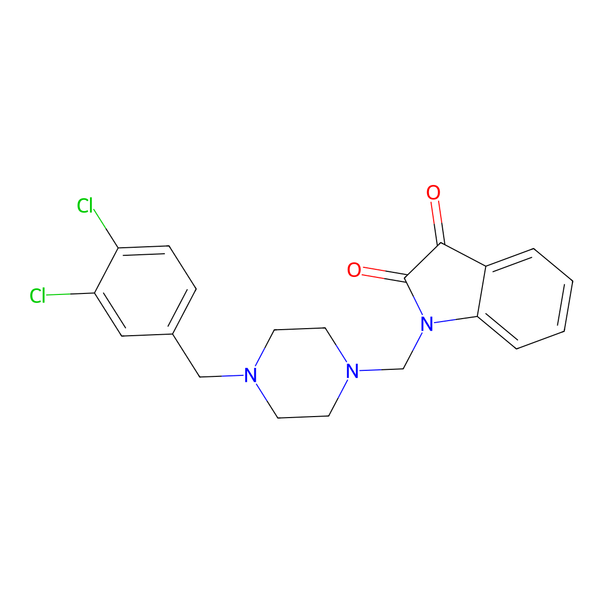 1-{[4-(3,4-dichlorobenzyl)piperazin-1-yl]methyl}-1H-indole-2,3-dione molecular structure, CAS 832141-39-6