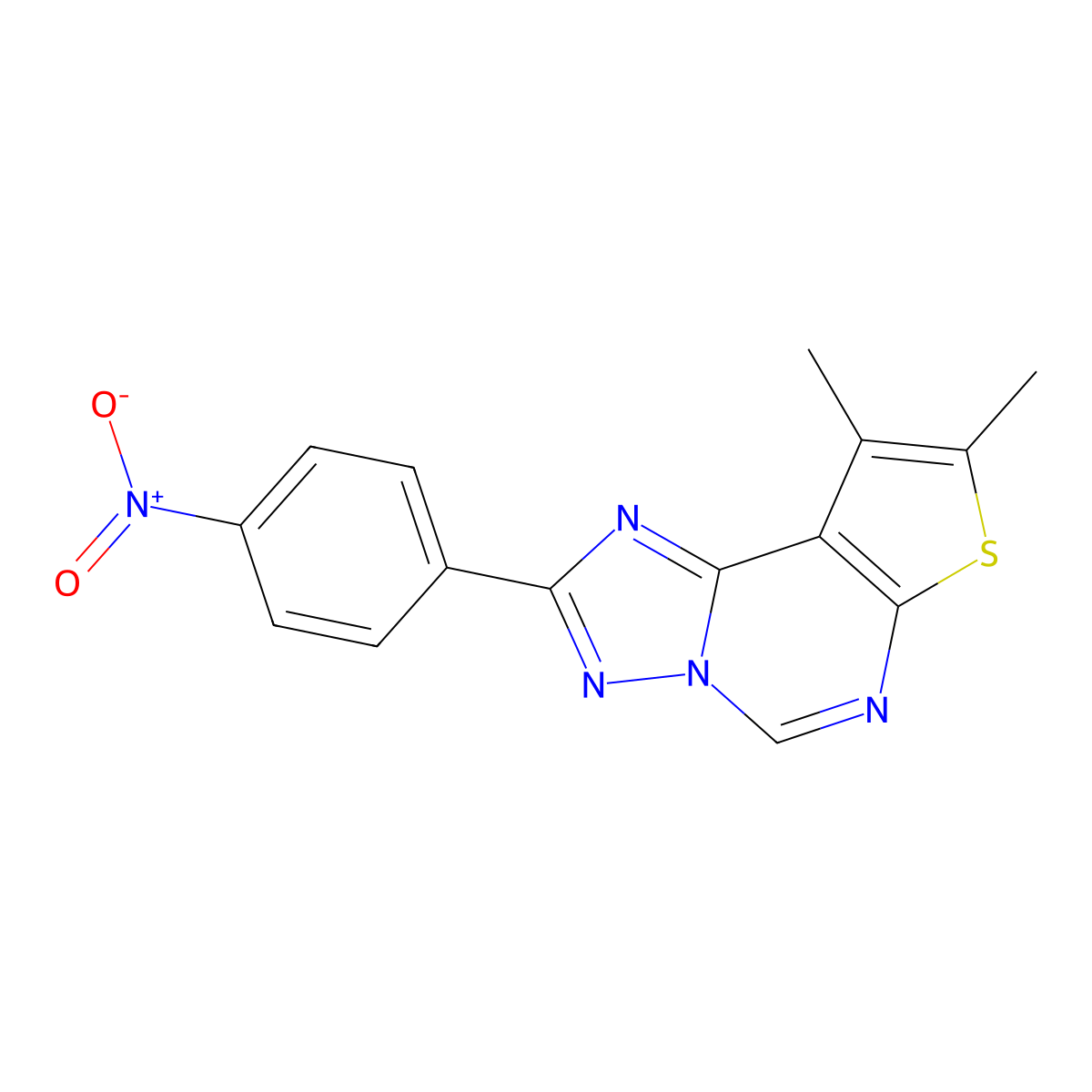 8,9-Dimethyl-2-(4-nitrophenyl)thieno[3,2-e][1,2,4]triazolo[1,5-c]pyrimidine molecular structure, CAS 832141-73-8