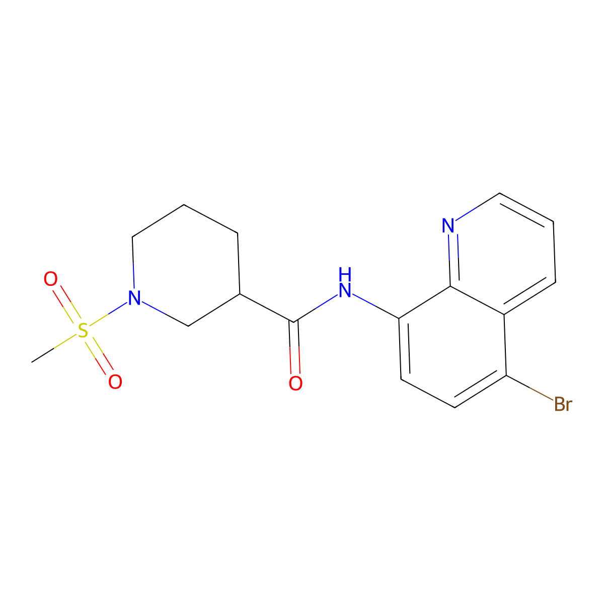 N-(5-bromoquinolin-8-yl)-1-(methylsulfonyl)piperidine-3-carboxamide molecular structure, CAS 832141-80-7