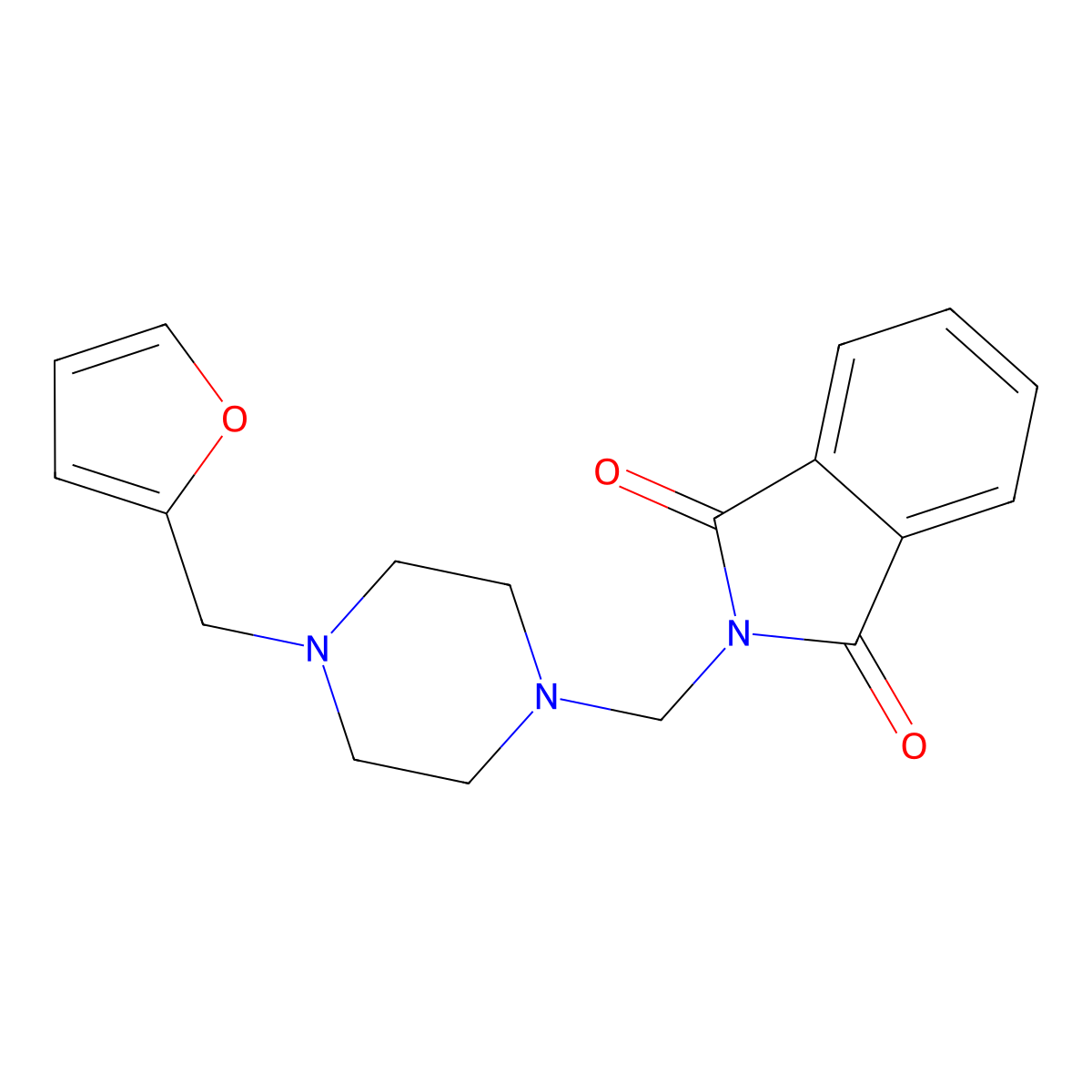 2-{[4-(furan-2-ylmethyl)piperazin-1-yl]methyl}-1H-isoindole-1,3(2H)-dione molecular structure, CAS 832141-86-3