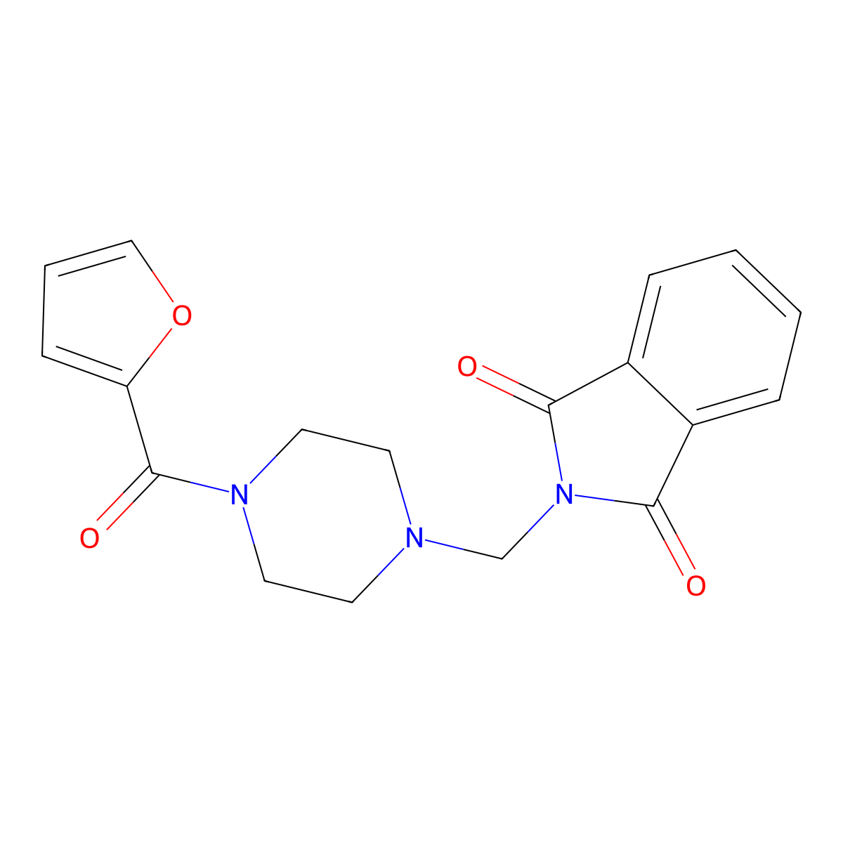 2-{[4-(furan-2-ylcarbonyl)piperazin-1-yl]methyl}-1H-isoindole-1,3(2H)-dione molecular structure, CAS 832142-02-6