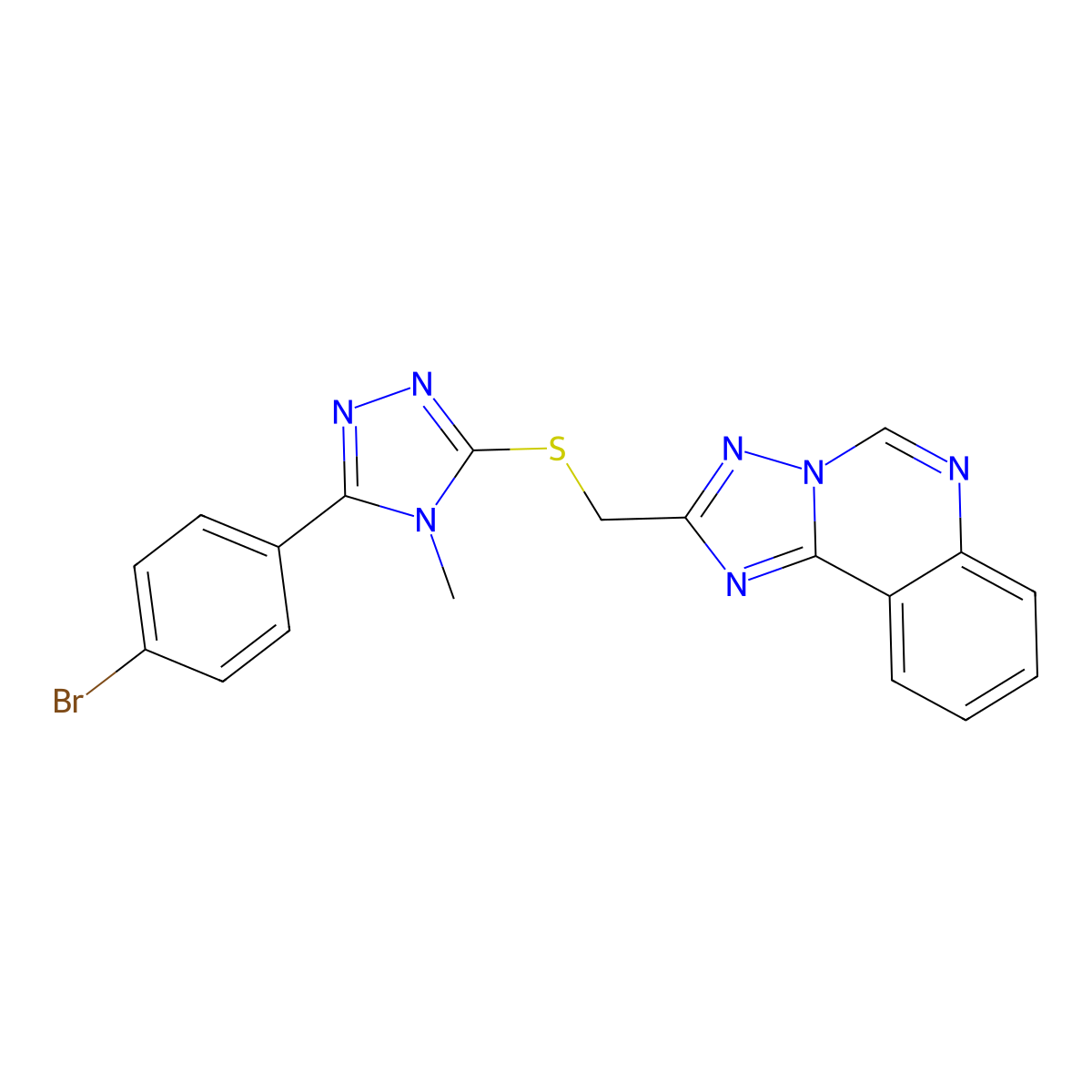 2-({[5-(4-bromophenyl)-4-methyl-4H-1,2,4-triazol-3-yl]sulfanyl}methyl)[1,2,4]triazolo[1,5-c]quinazoline molecular structure, CAS 832142-28-6