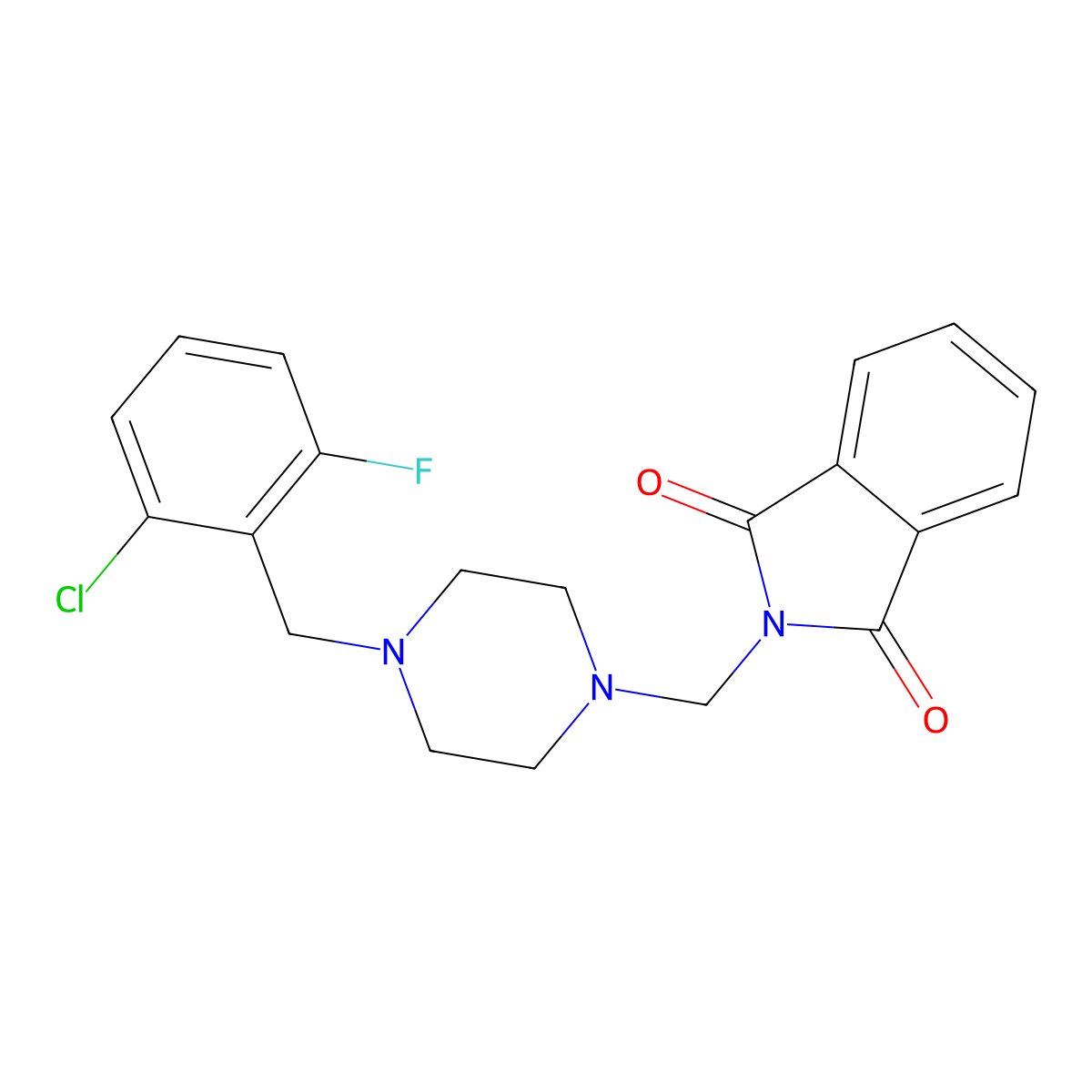 2-{[4-(2-chloro-6-fluorobenzyl)piperazin-1-yl]methyl}-1H-isoindole-1,3(2H)-dione molecular structure, CAS 832142-29-7