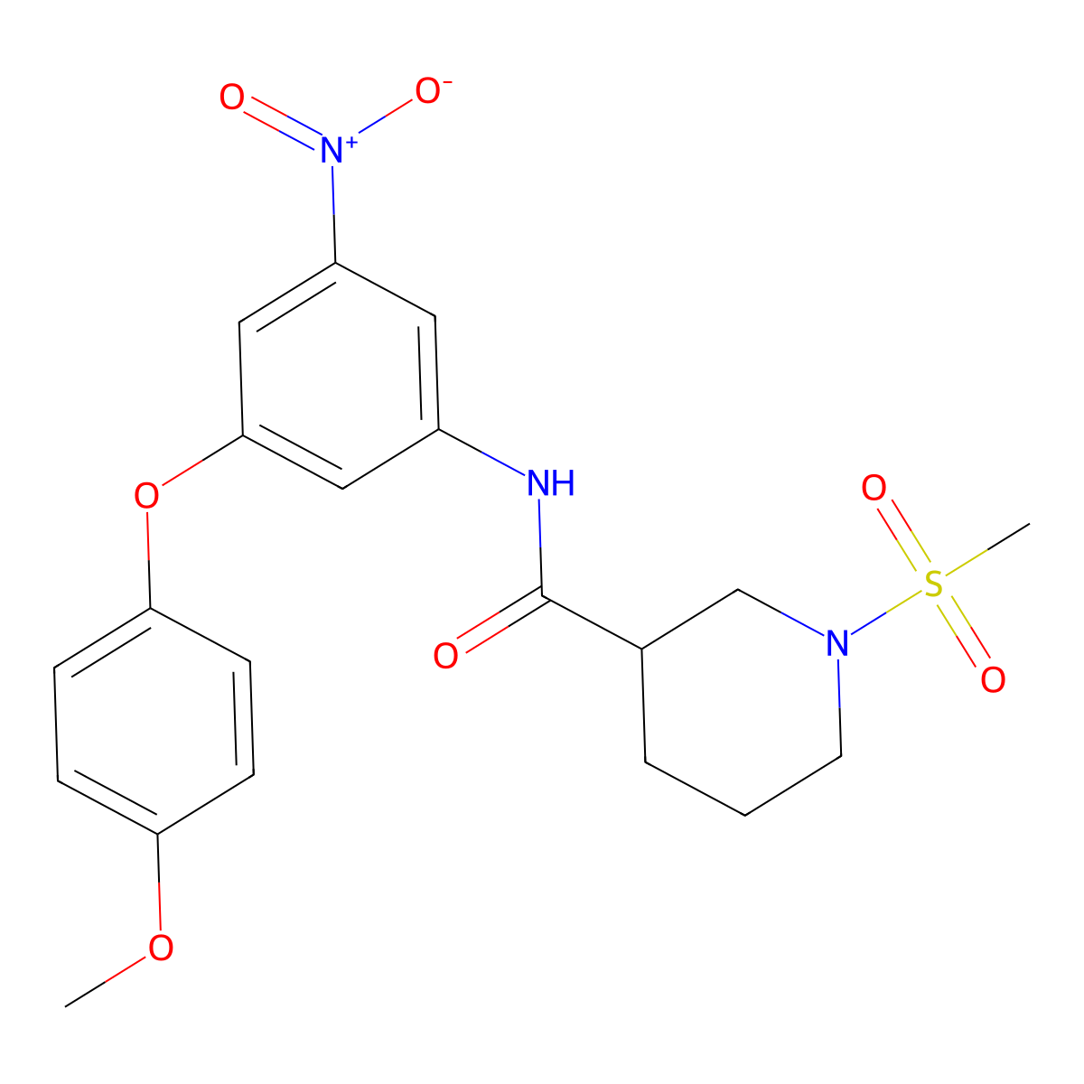 N-[3-(4-methoxyphenoxy)-5-nitrophenyl]-1-(methylsulfonyl)piperidine-3-carboxamide molecular structure, CAS 832142-42-4