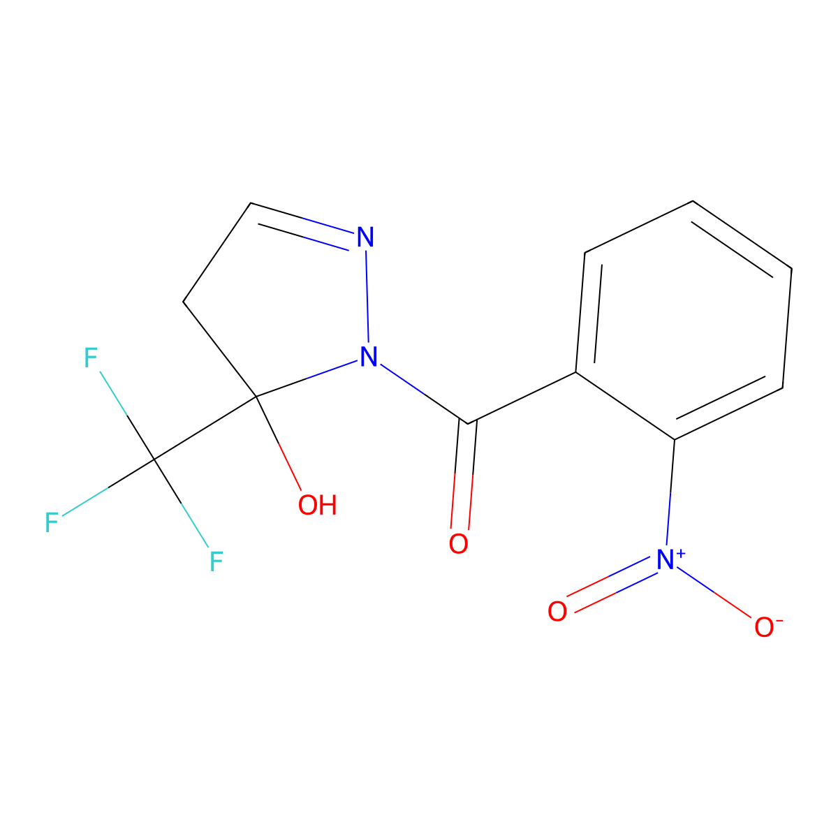 [5-hydroxy-5-(trifluoromethyl)-4,5-dihydro-1H-pyrazol-1-yl](2-nitrophenyl)methanone molecular structure, CAS 832142-44-6
