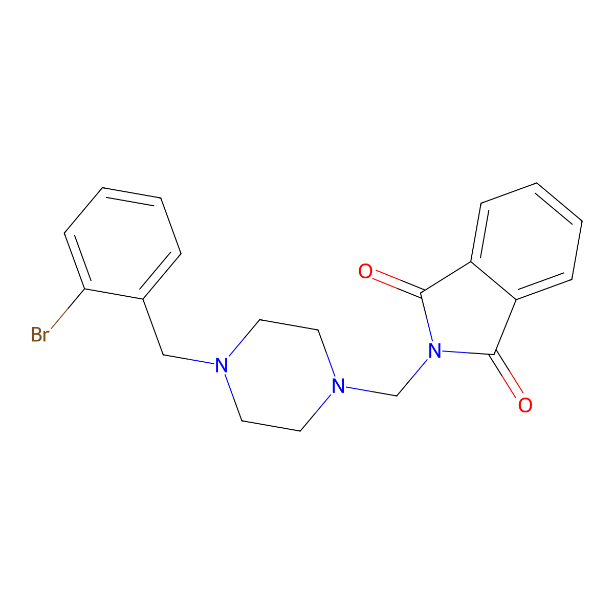 2-{[4-(2-bromobenzyl)piperazin-1-yl]methyl}-1H-isoindole-1,3(2H)-dione molecular structure, CAS 832142-45-7