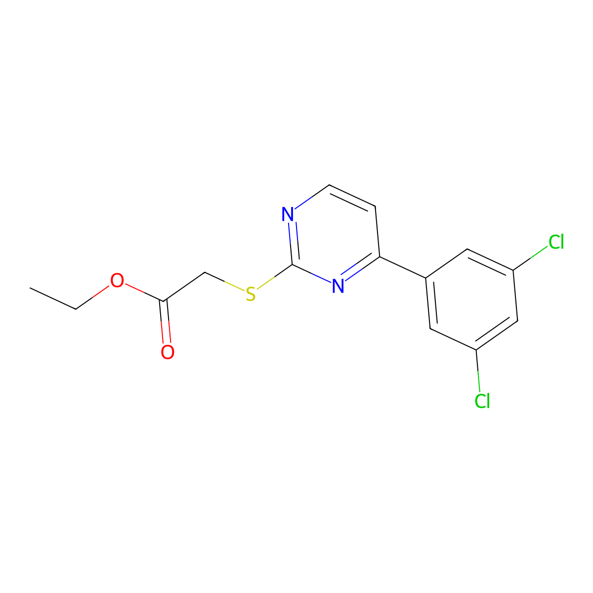 Ethyl {[4-(3,5-dichlorophenyl)pyrimidin-2-yl]sulfanyl}acetate molecular structure, CAS 832142-74-2
