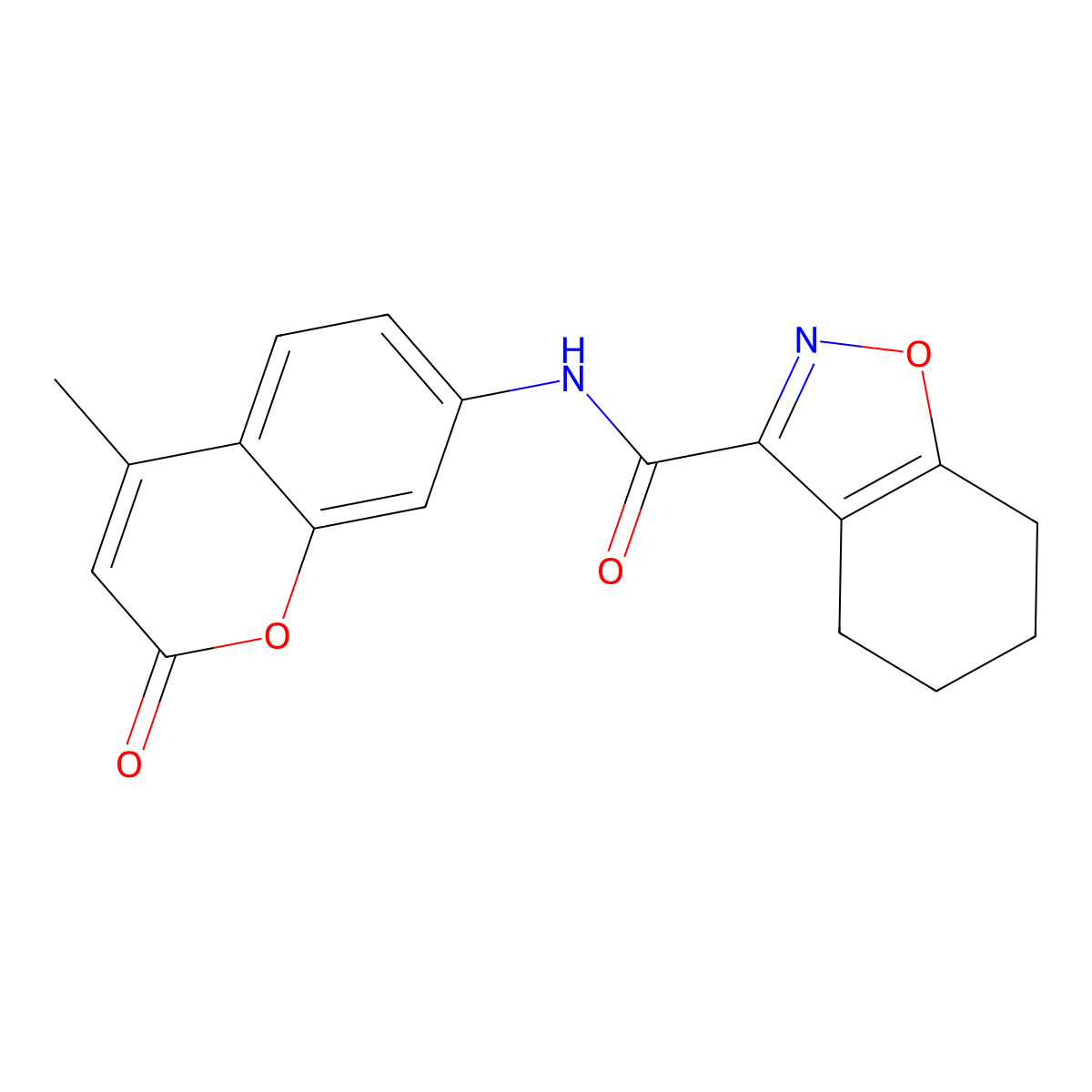 N-(4-methyl-2-oxo-2H-chromen-7-yl)-4,5,6,7-tetrahydro-1,2-benzoxazole-3-carboxamide molecular structure, CAS 832142-86-6