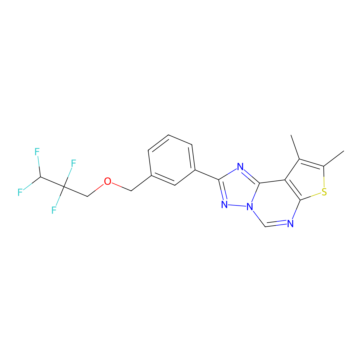 8,9-Dimethyl-2-(3-((2,2,3,3-tetrafluoropropoxy)methyl)phenyl)thieno[3,2-e][1,2,4]triazolo[1,5-c]pyrimidine molecular structure, CAS 832142-90-2