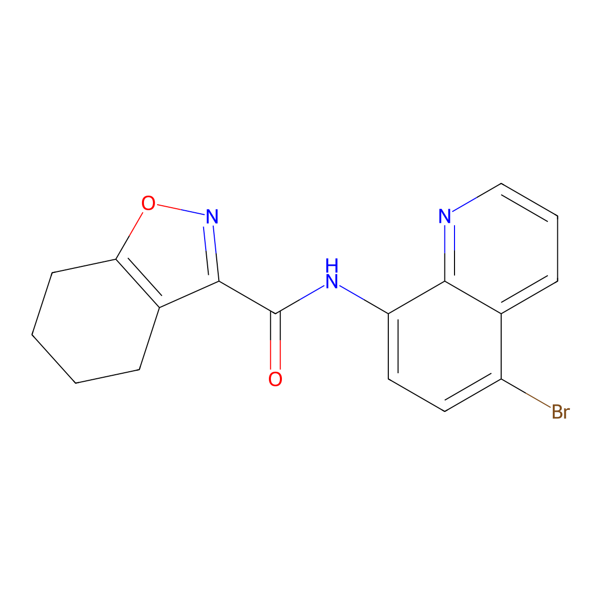 N-(5-bromoquinolin-8-yl)-4,5,6,7-tetrahydro-1,2-benzoxazole-3-carboxamide molecular structure, CAS 832143-13-2