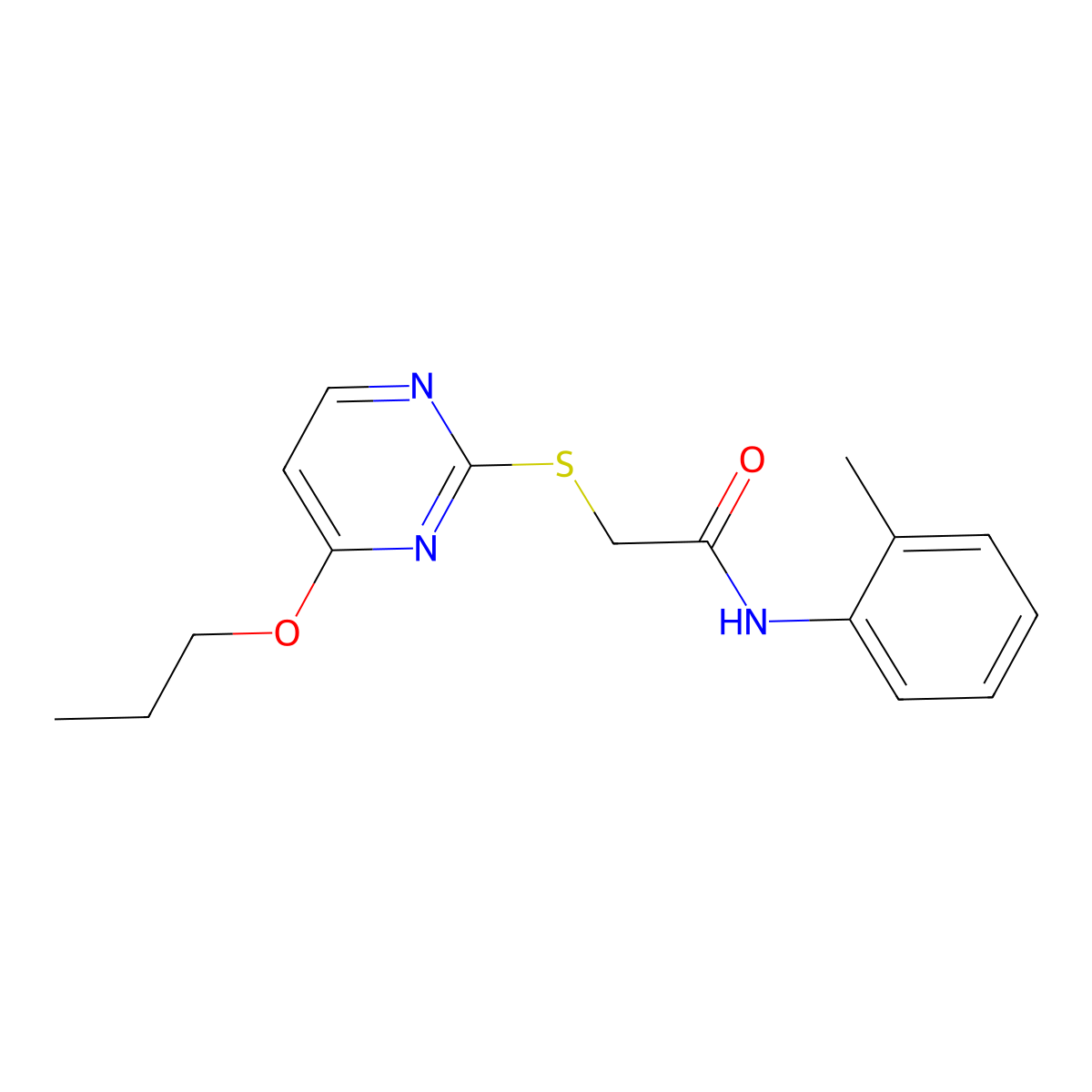 N-(2-methylphenyl)-2-[(4-propoxypyrimidin-2-yl)sulfanyl]acetamide molecular structure, CAS 832143-43-8