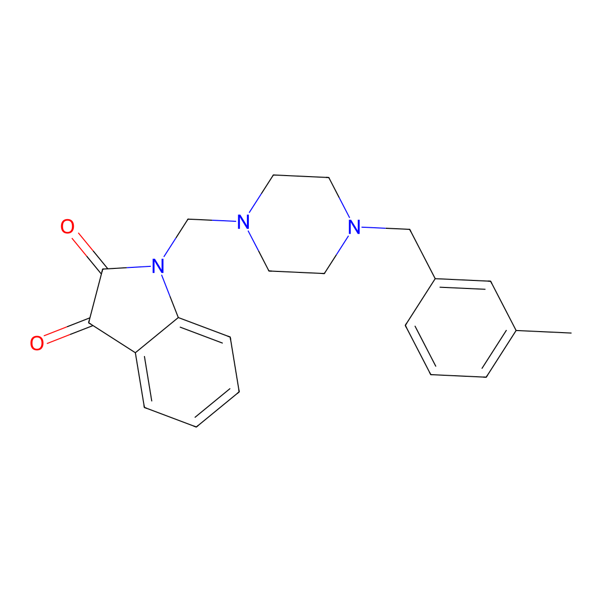 1-[[4-[(3-Methylphenyl)methyl]piperazin-1-yl]methyl]indole-2,3-dione molecular structure, CAS 832143-61-0