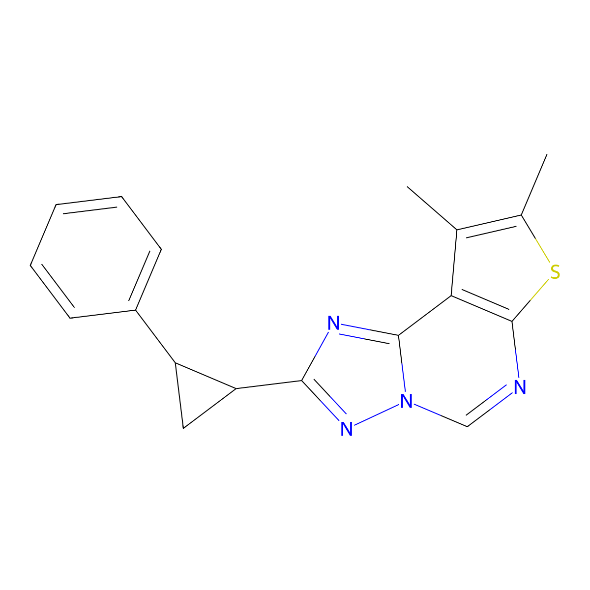 8,9-Dimethyl-2-(2-phenylcyclopropyl)thieno[3,2-e][1,2,4]triazolo[1,5-c]pyrimidine molecular structure, CAS 832143-81-4