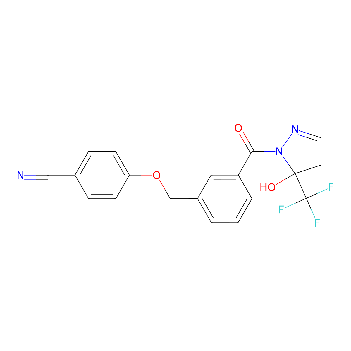 4-[(3-{[5-hydroxy-5-(trifluoromethyl)-4,5-dihydro-1H-pyrazol-1-yl]carbonyl}benzyl)oxy]benzonitrile molecular structure, CAS 832144-00-0