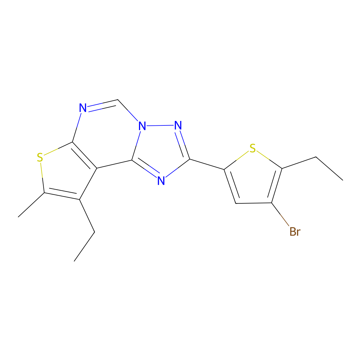 2-(4-Bromo-5-ethylthiophen-2-yl)-9-ethyl-8-methylthieno[3,2-e][1,2,4]triazolo[1,5-c]pyrimidine molecular structure, CAS 832144-03-3