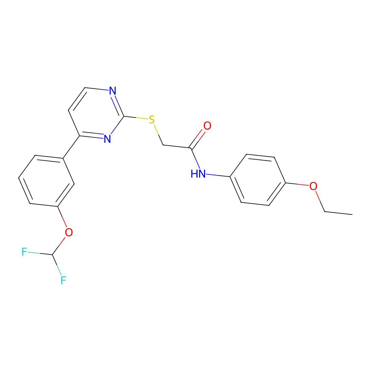 2-({4-[3-(difluoromethoxy)phenyl]pyrimidin-2-yl}sulfanyl)-N-(4-ethoxyphenyl)acetamide molecular structure, CAS 832144-38-4