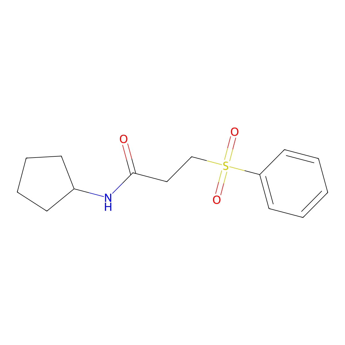 N-cyclopentyl-3-(phenylsulfonyl)propanamide molecular structure, CAS 832145-29-6
