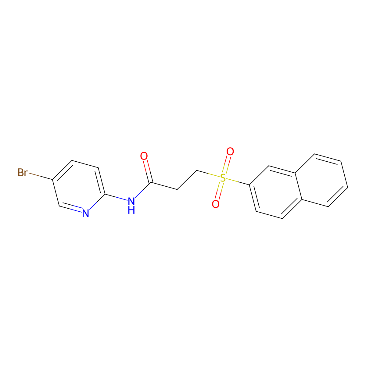 N-(5-bromopyridin-2-yl)-3-(naphthalen-2-ylsulfonyl)propanamide molecular structure, CAS 832145-44-5