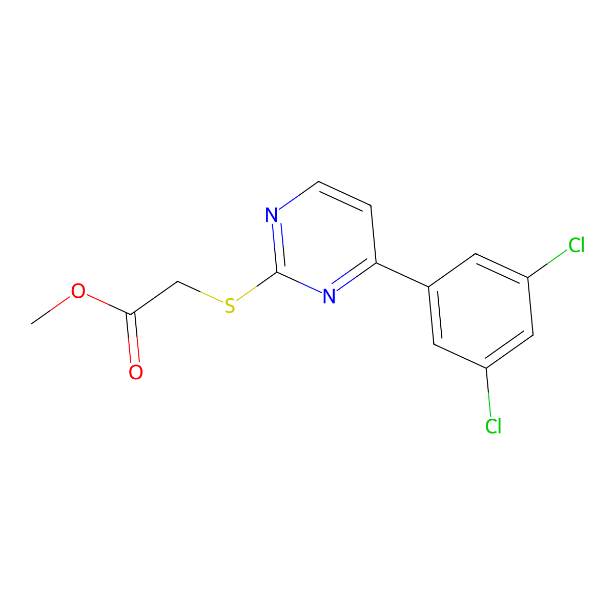 Methyl {[4-(3,5-dichlorophenyl)pyrimidin-2-yl]sulfanyl}acetate molecular structure, CAS 832145-52-5