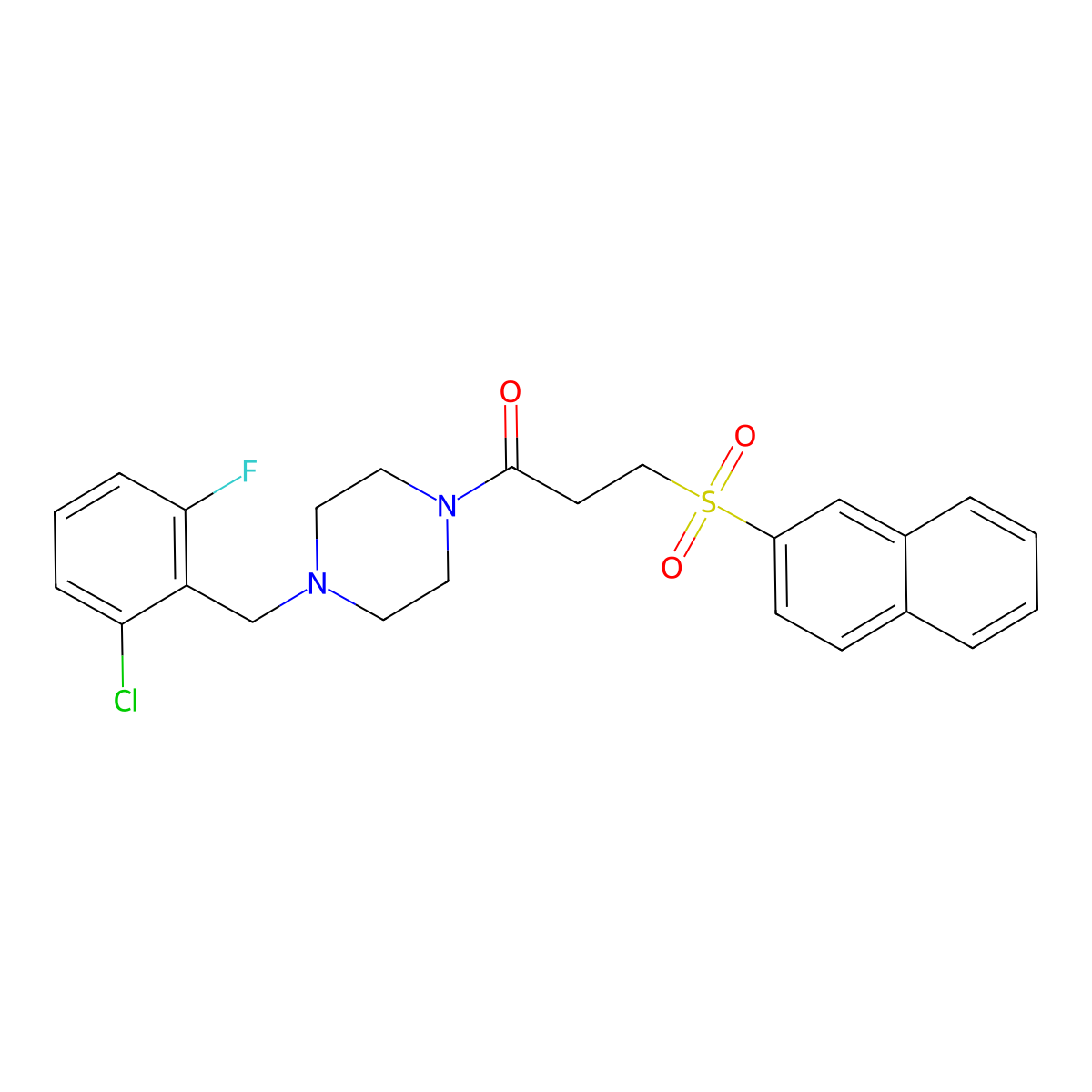 1-[4-(2-Chloro-6-fluorobenzyl)piperazin-1-yl]-3-(naphthalen-2-ylsulfonyl)propan-1-one molecular structure, CAS 832145-66-1