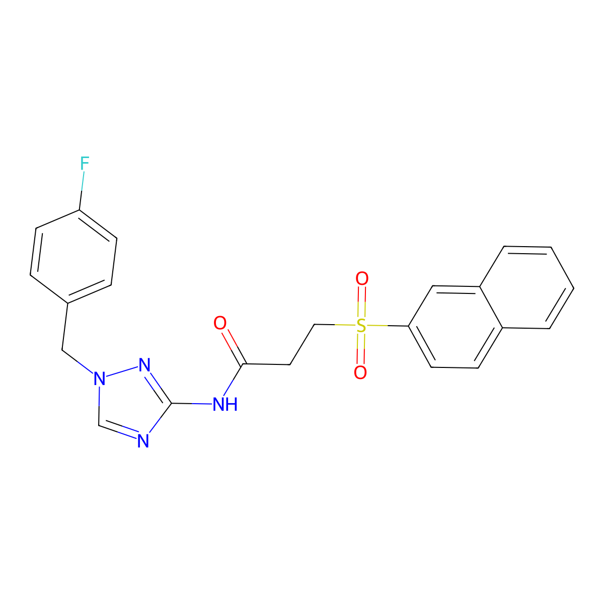 N-[1-(4-fluorobenzyl)-1H-1,2,4-triazol-3-yl]-3-(naphthalen-2-ylsulfonyl)propanamide molecular structure, CAS 832145-76-3