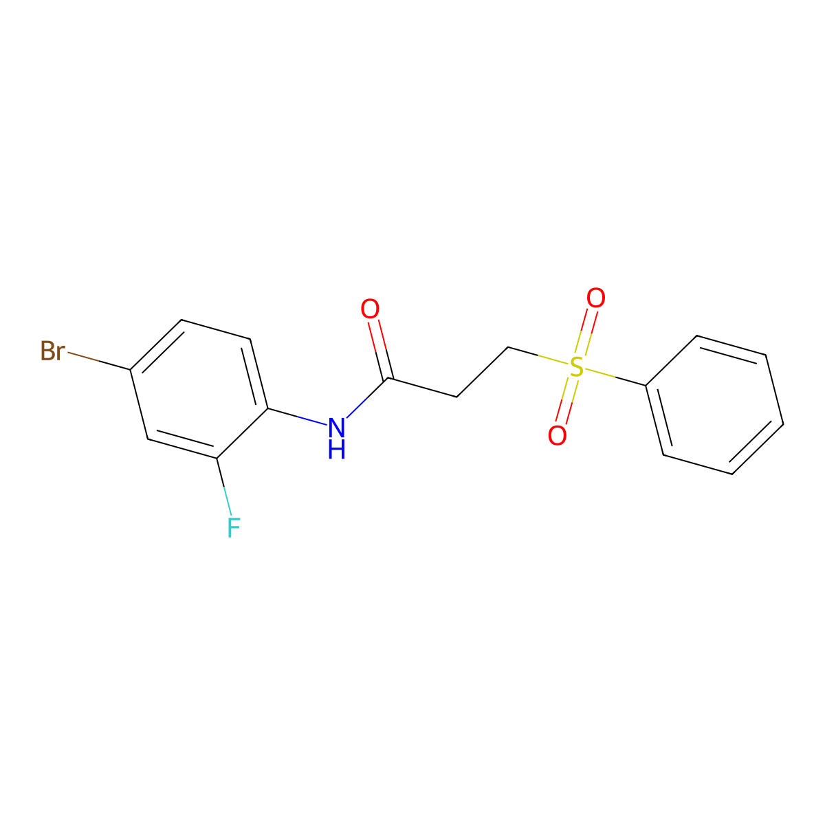 N-(4-bromo-2-fluorophenyl)-3-(phenylsulfonyl)propanamide molecular structure, CAS 832145-91-2
