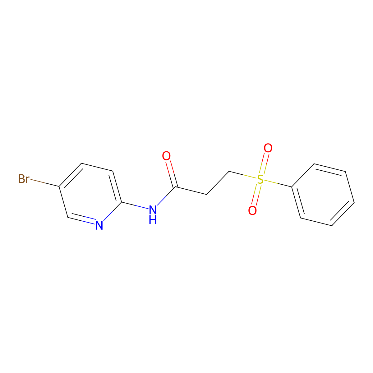 N-(5-bromopyridin-2-yl)-3-(phenylsulfonyl)propanamide molecular structure, CAS 832147-15-6
