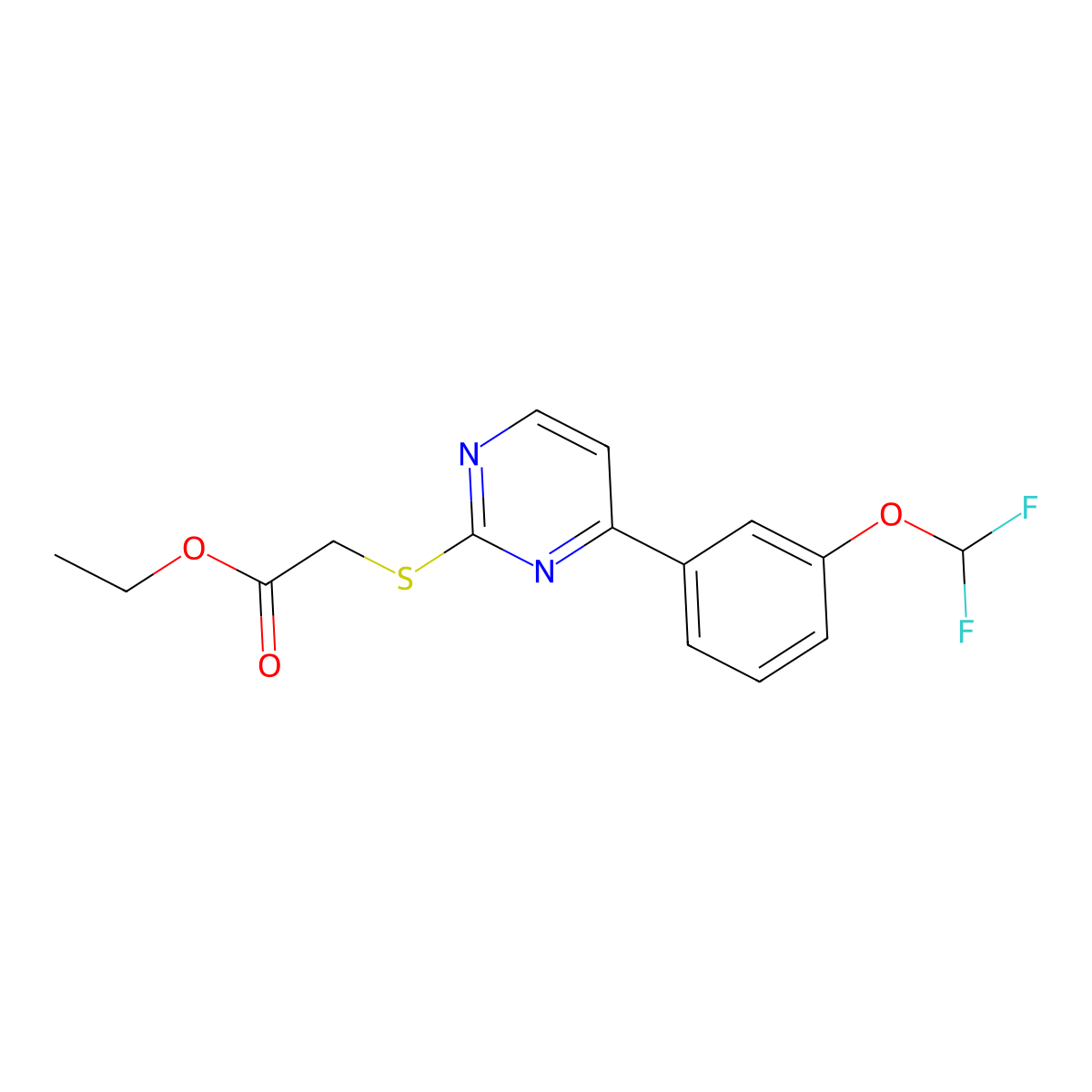 Ethyl ((4-[3-(difluoromethoxy)phenyl]pyrimidin-2-YL)thio)acetate molecular structure, CAS 832147-32-7
