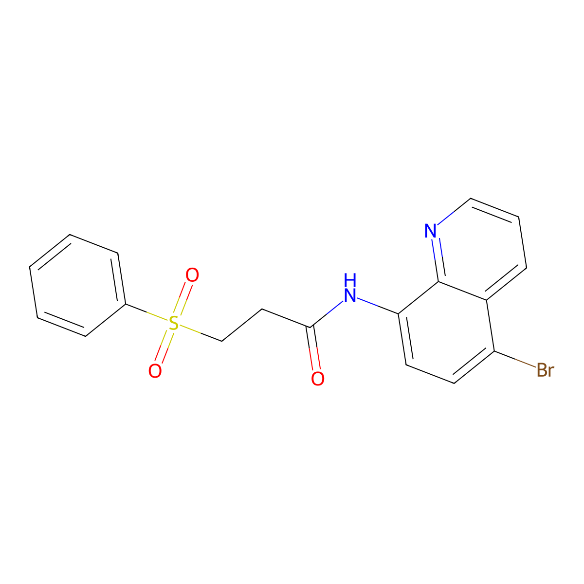N-(5-bromoquinolin-8-yl)-3-(phenylsulfonyl)propanamide molecular structure, CAS 832147-35-0